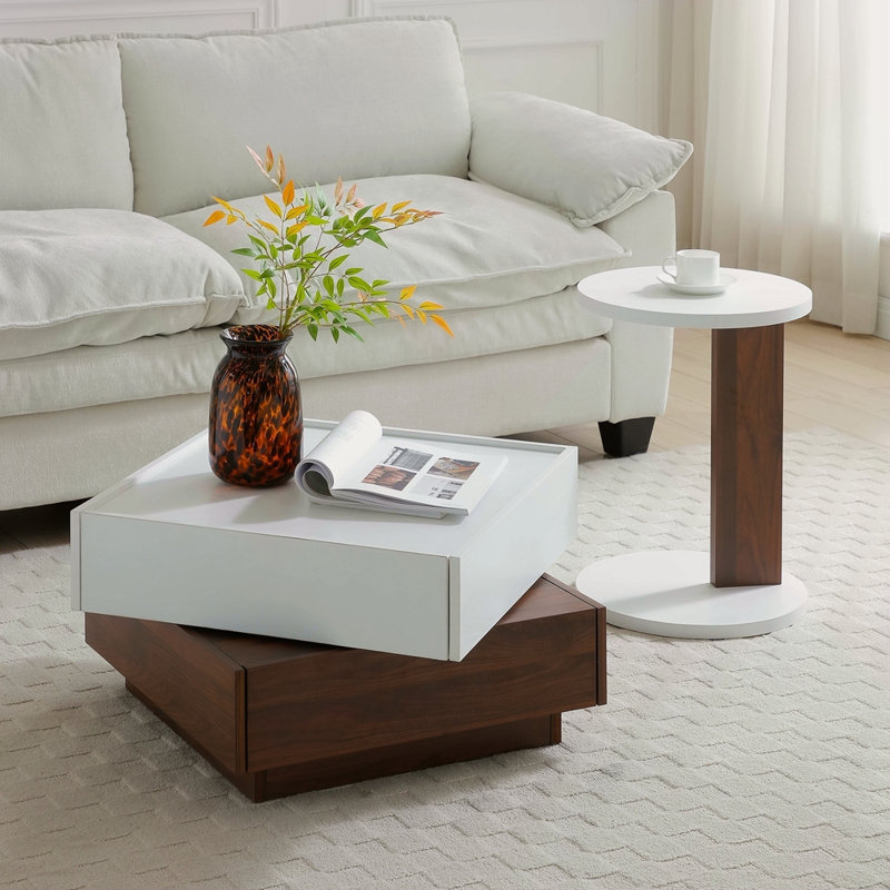C-Shaped End Table Small Side Table For Couch Sofa Table With Frame For Living Room Bedroom Bedside