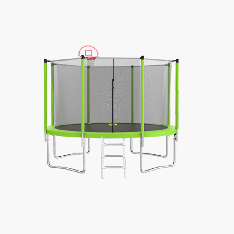 Beyong Round Backyard Trampoline with Safety Enclosure, Green/Black