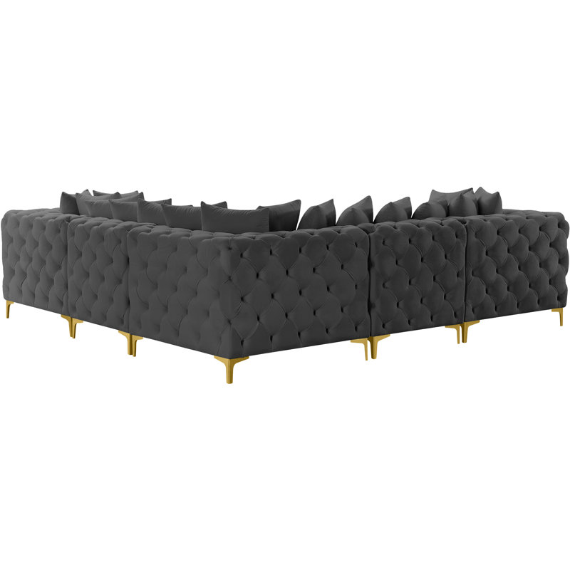 Canapé modulaire réversible en velours 108 po, Velours gris