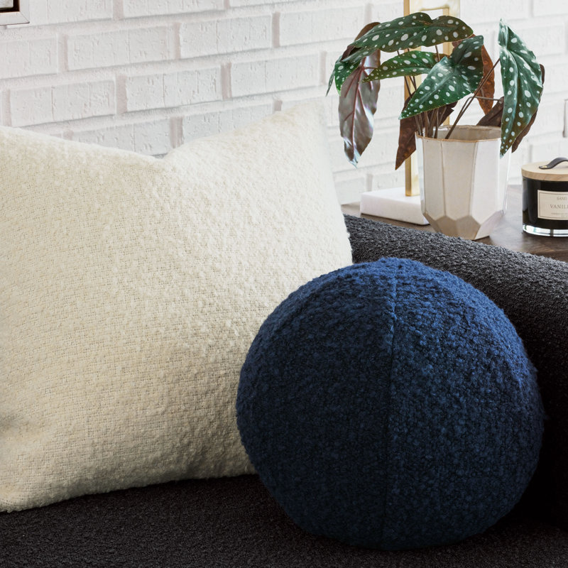 Coussin décoratif Marl Boucle, Crème, Carré 22 po