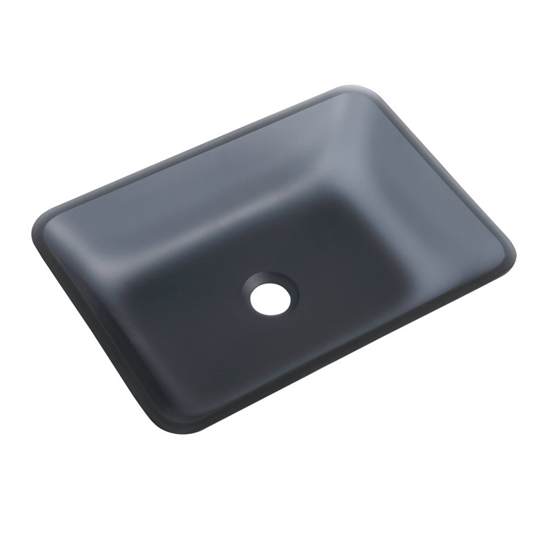 COUOKO 18"L x 13''W Rectangular Matte Gray Glass Bathroom Sink