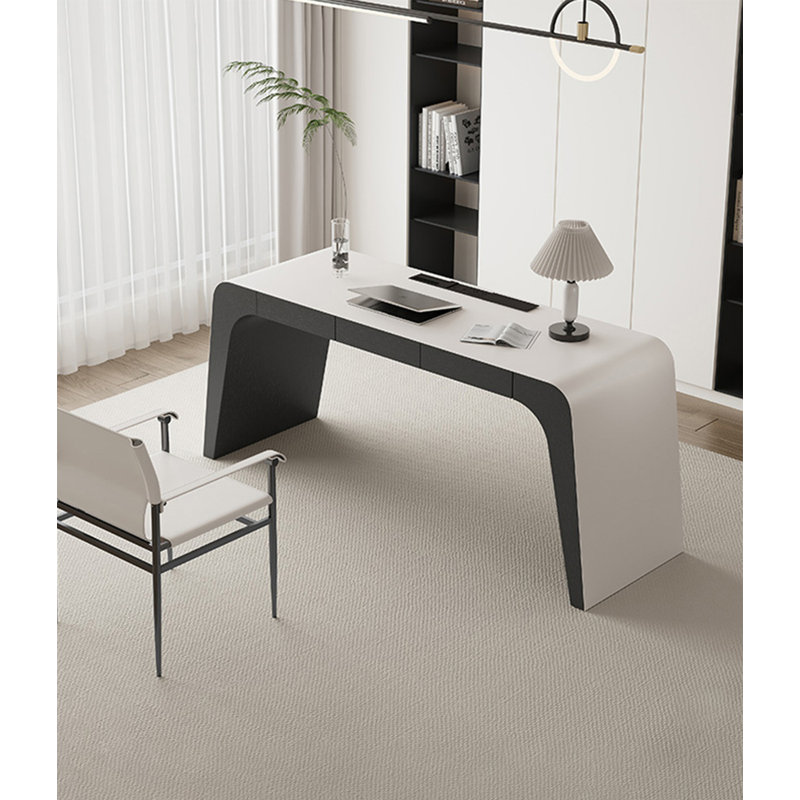 Bureau d'ordinateur en cuir clair, H 29,53 po x l 47,24 po x P 23,62 po