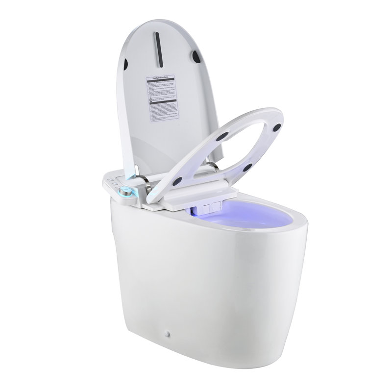 Toilettes intelligentes conformes aux normes ADA avec siège chauffant, bidet intégré, séchoir à air chaud, ouverture automatique du couvercle, télécommande, veilleuse, entraxe de 30,5 cm (12 po).