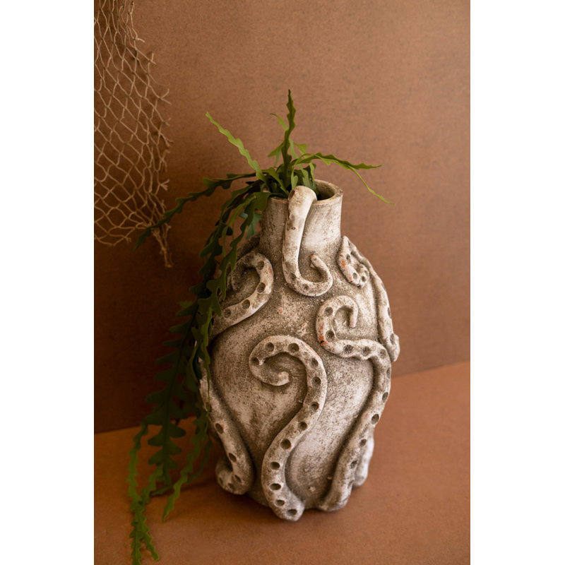  Vase côtier fait à la main - Pieuvre ludique 17 po