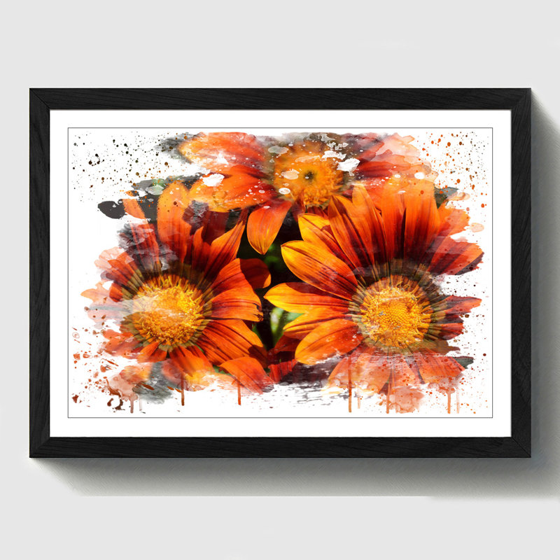 Orange Flower - Wall Art, 45cm H x 62cm W, Framed Picture