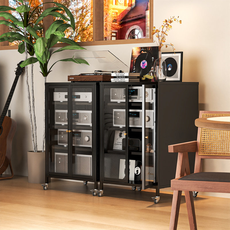 Armoire de rangement pour média - Support pour média audiovisuel, noir