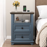 Chaky 2 - Drawer Nightstand with Storage and Built-In Outlets