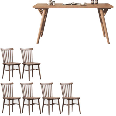Ensemble de table à manger en bois massif de style nordique.