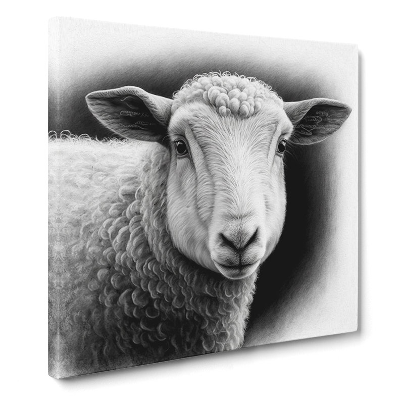 Sheep - Wrapped Canvas - Framed Print, 35cm H x 35cm W x 3cm D