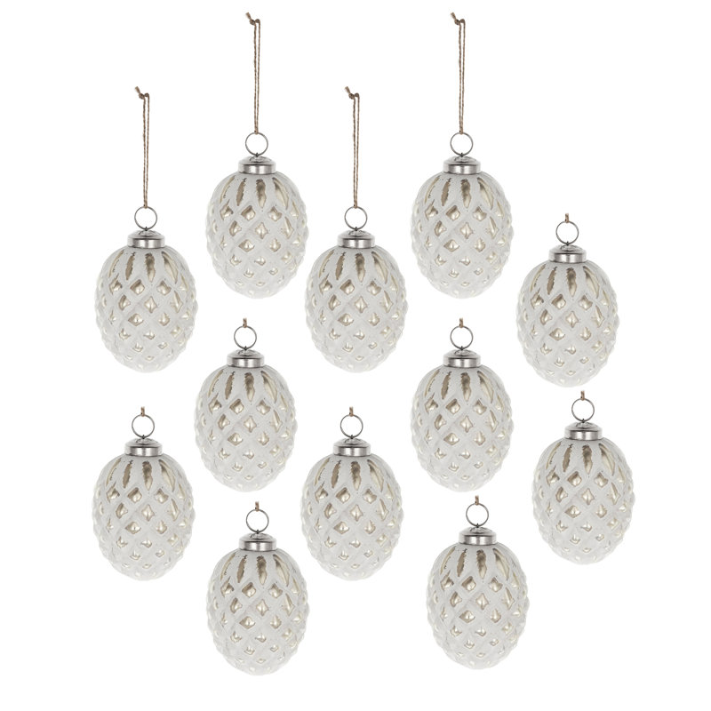 Ornements en forme de boule de Noël 12 pièces 4 x 4,2 po - cintres décoratifs pour fêtes et arbre