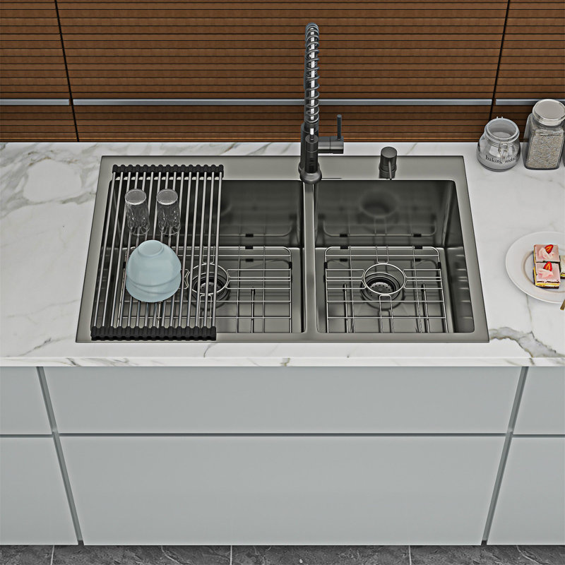 Drop In Double Bowl Kitchen Sink