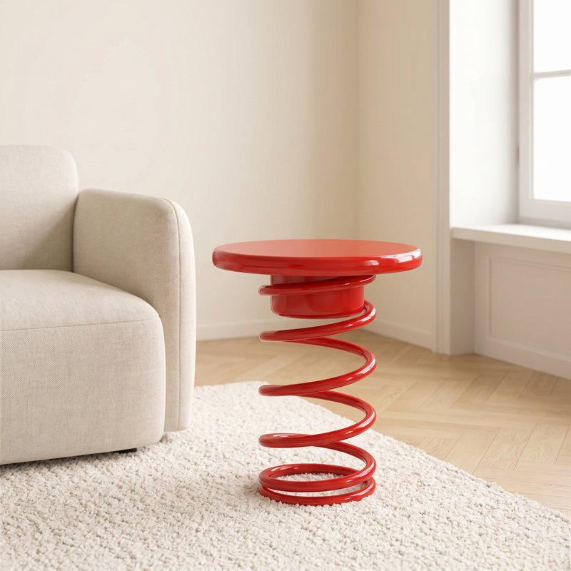 Spring-style Side Table, Bedside Table, Living Room Sofa Coffee Table, Red