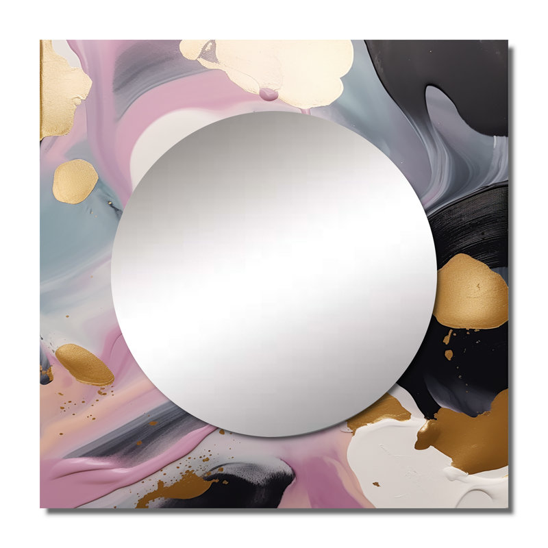 Nigula - Miroir décoratif carré en marbre abstrait pour chambre à coucher, 23 po x 23 po