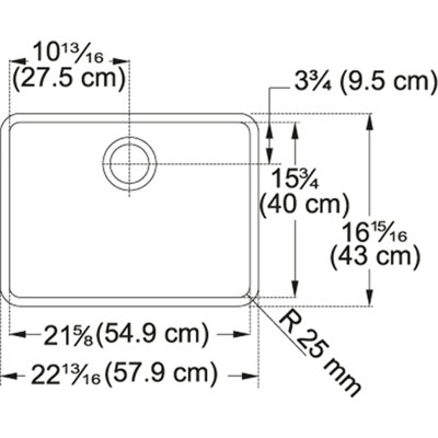 Kubus 23" L x 17" W Undermount Kitchen Sink