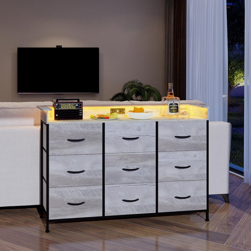 Commode 9 tiroirs Doreather, Grège