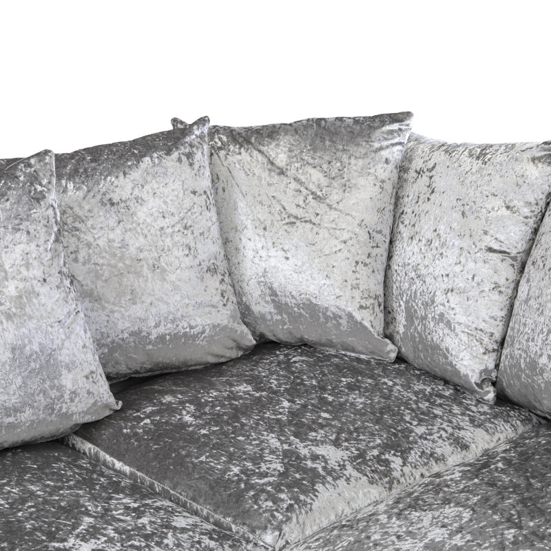 Romelia 3 Seater Velvet Sofa & Chaise, Silver, Left Hand Facing