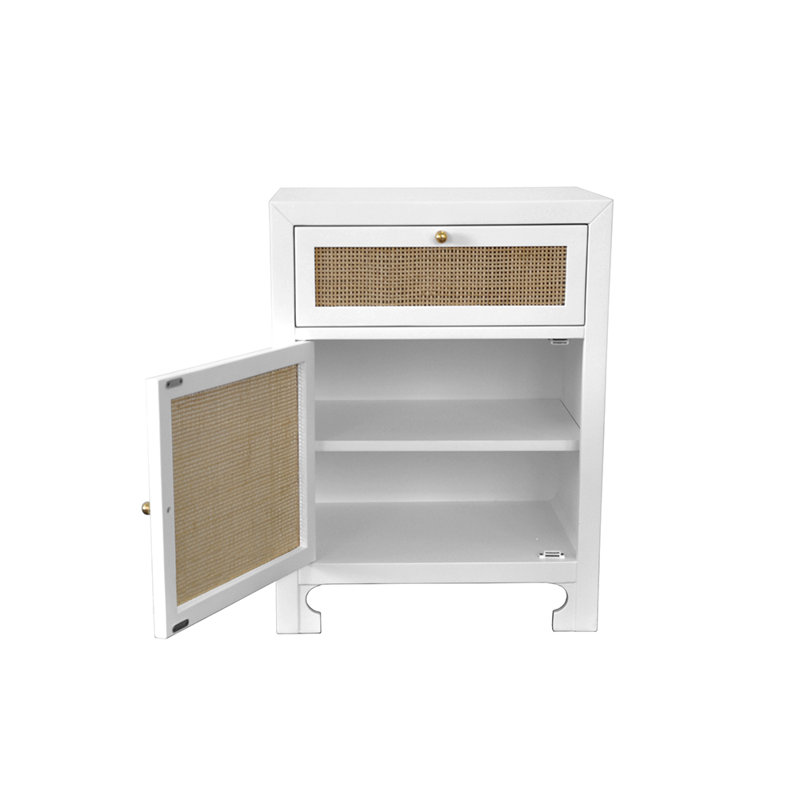 Armoire d'appoint en bois massif à 1 porte Ruth, Blanc