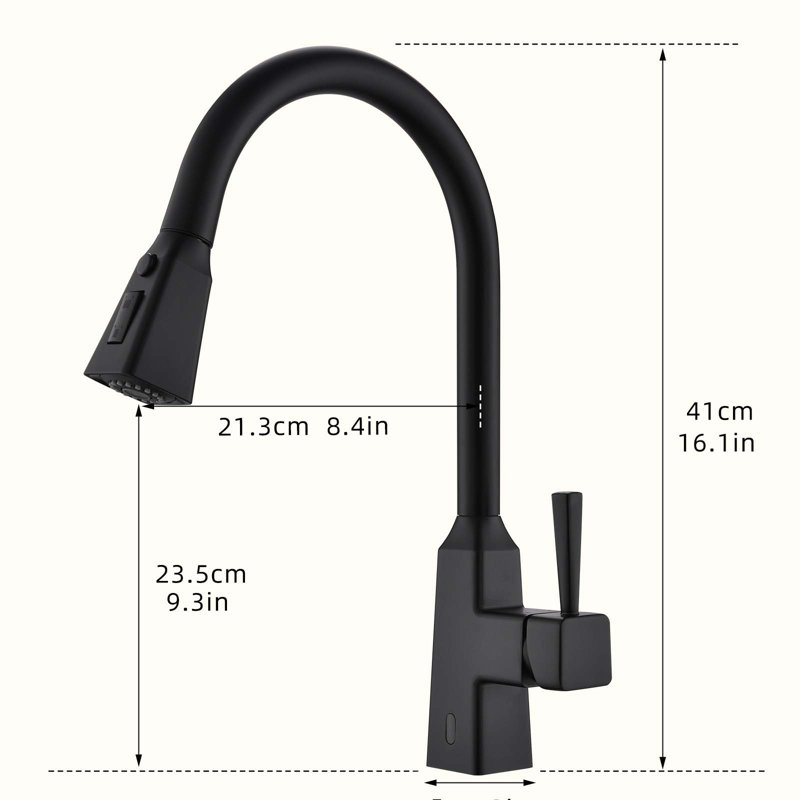 HOOSENG Pull Down Touchless Kitchen Faucet, Matte Black