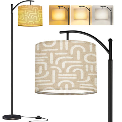  Lampe sur pied Arc Esthétique contemporaine sans soudure ligne abstraite coups de pinceau formes ligne haute moderne lampe sur pied abat-jour en lin réglable 3 températures de couleur