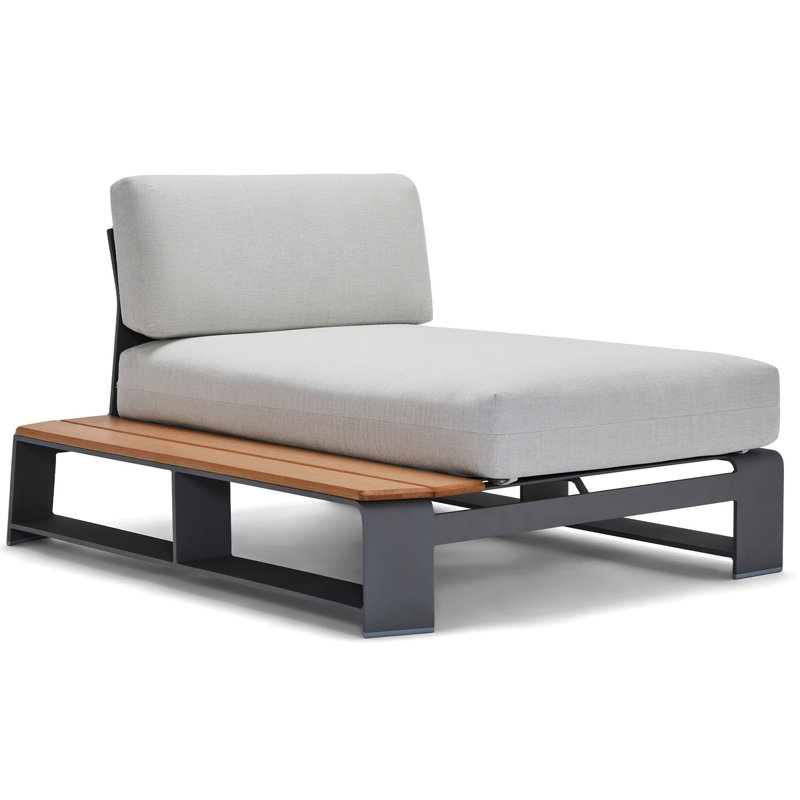 LHF Chaise Unit With Nextteak Accent, Denver Scarlett, Textured Black
