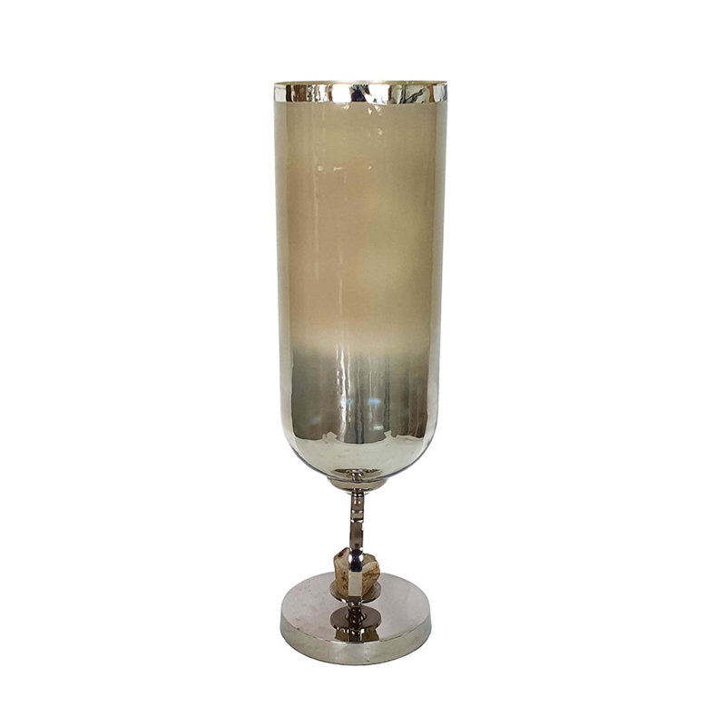 Aseel Glass and Aluminum Table Vase 1, 21.7" H x 6" W x 6" D