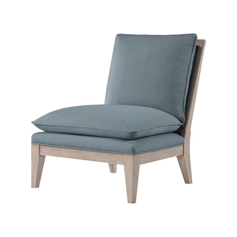 Hideyuki Traditional Accent Chair, Hideyuki Blue Tweed, Brown