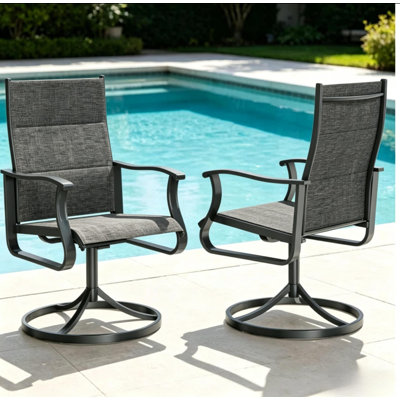360° Swivel Dining Chair with Gentle Rocking Motion – Outdoor Patio Chair, Rust-Resistant Steel Frame(Set of 2)