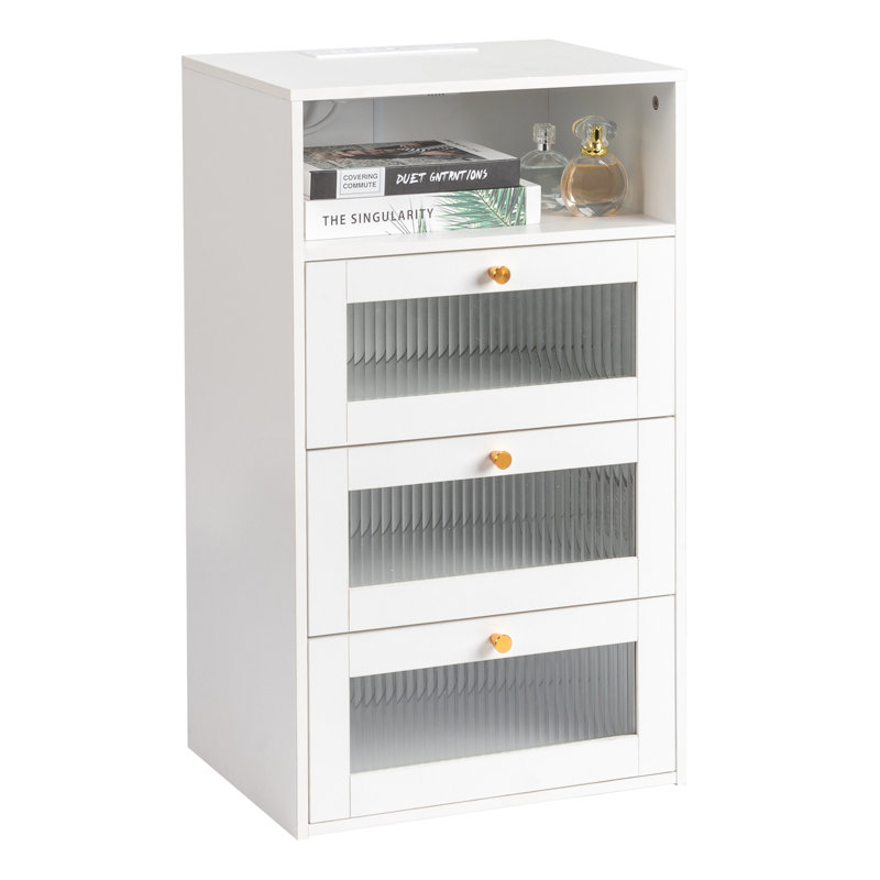 White Nightstand With USB