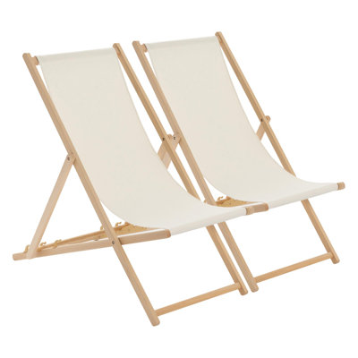 Harbour Housewares - Folding Wooden Deck Chairs
