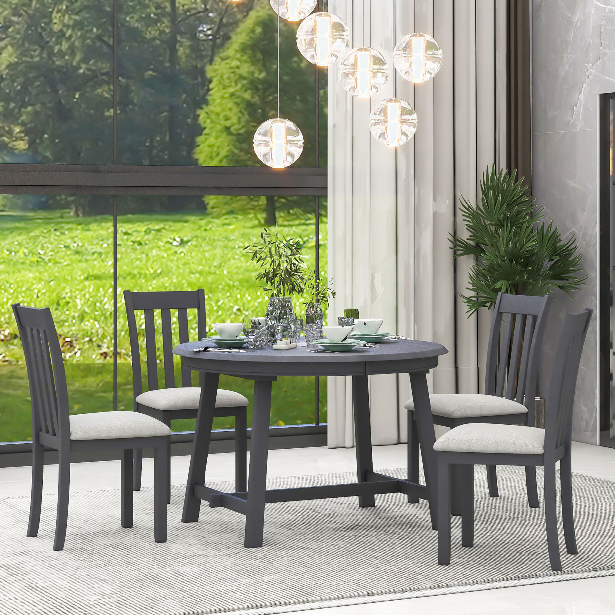 Red Barrel Studio Vanisha 5 Piece Dining Table Set with 4