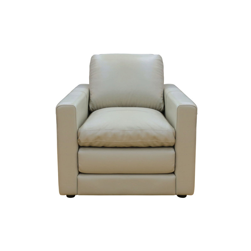 Canapé rembourré en cuir pour salon avec coussin et coussin de dossier, beige