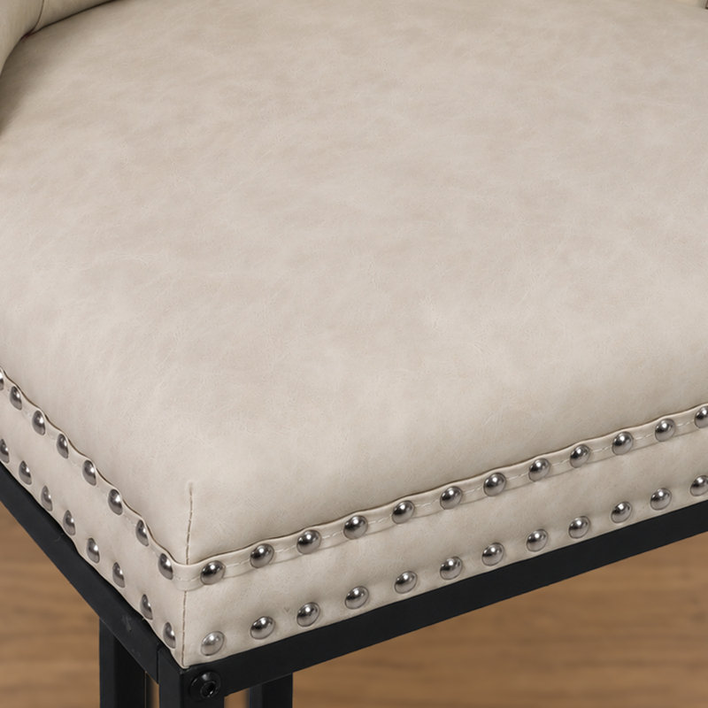 Tabouret de bar 26 po Aldana, Siège beige / structure noire