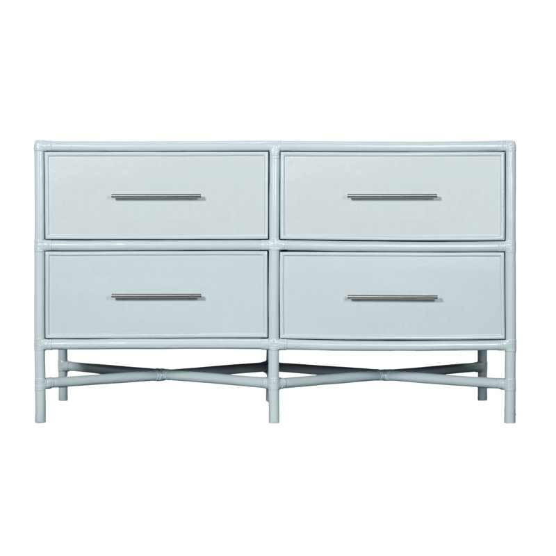 Venice 4 Drawers 54" W Double Dresser, Light Blue