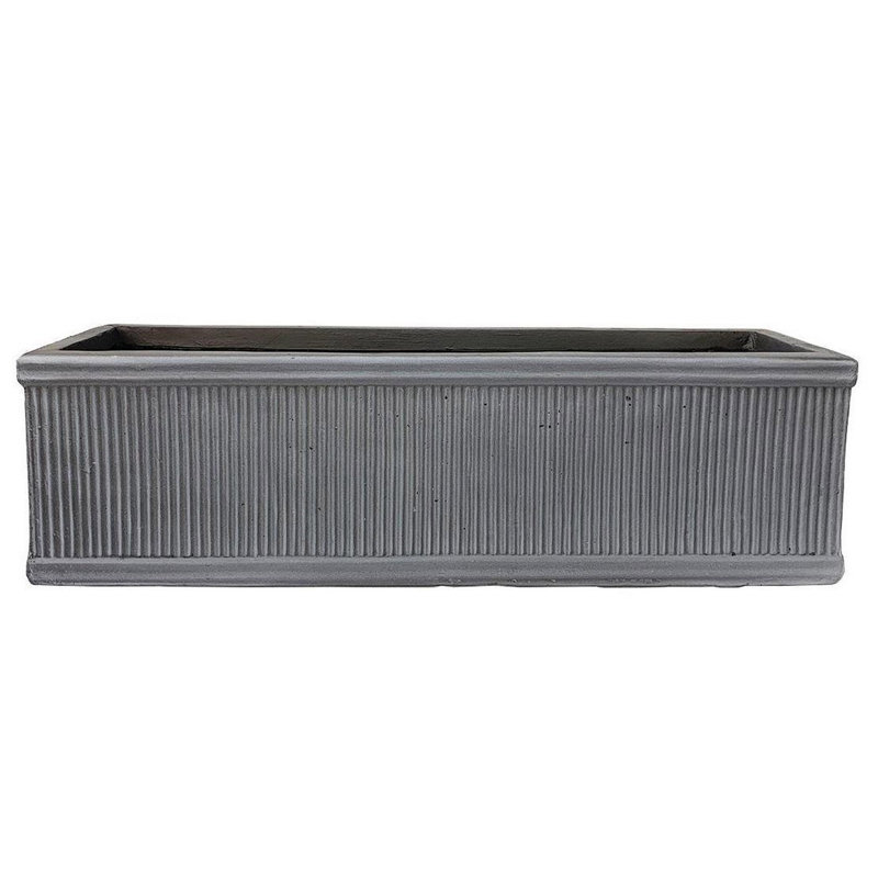 Large Window Box Planter, Frostproof Outdoor Plant Pot, Vintage Style Ribbed Windowsill Planter, Narrow Garden Planter with Drainage Holes