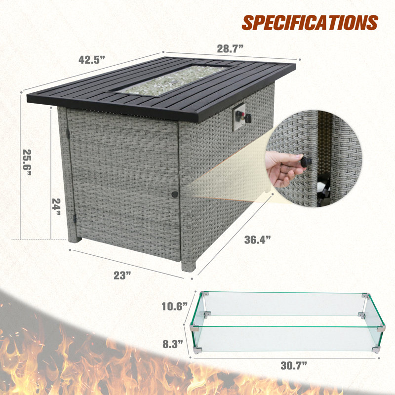  42 Inch Outdoor Propane Gas Fire Pit Table