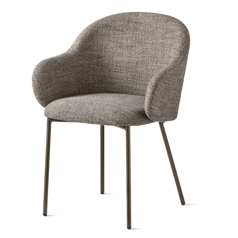 Holly Fab Chairs, Bouclé Taupe, Matt Black