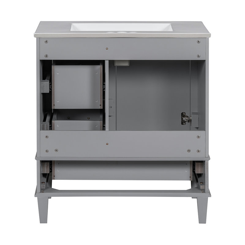 Ensemble de meuble-lavabo simple 30,01 po Gabja, Gris / argent