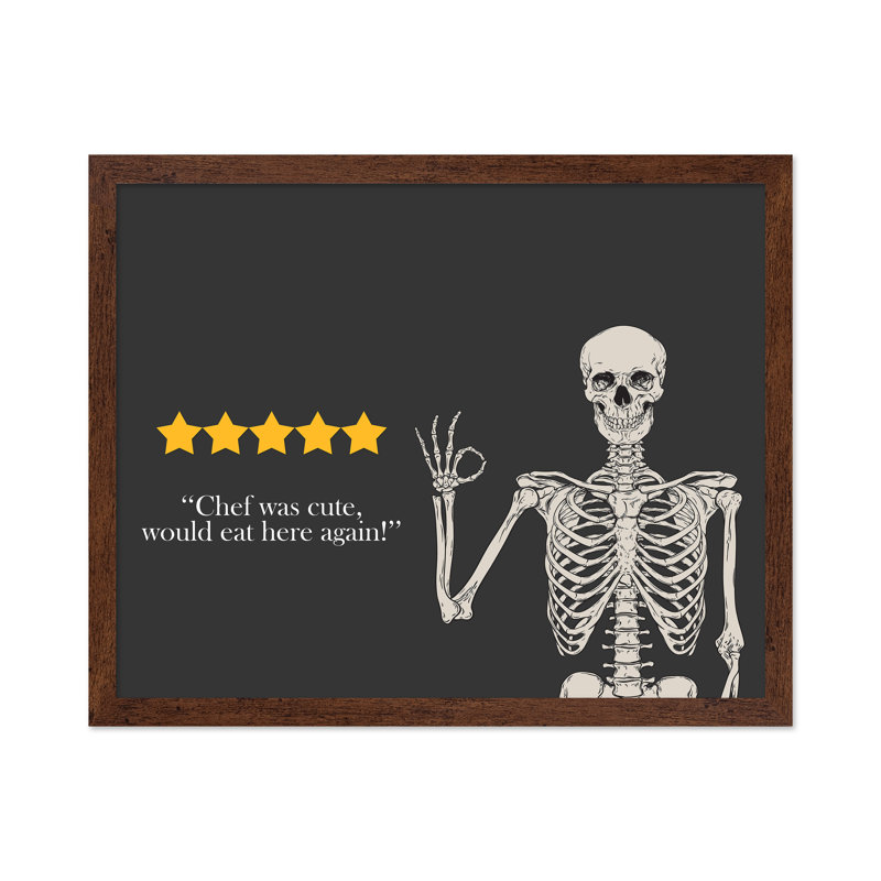 Chef était mignon, voudrait manger ici encore, Poster, 11"H x 14"W, Brown Framed