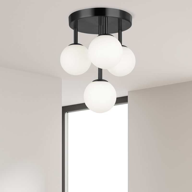 Megallan 4 Light Semi Flush Mount, Matte Black