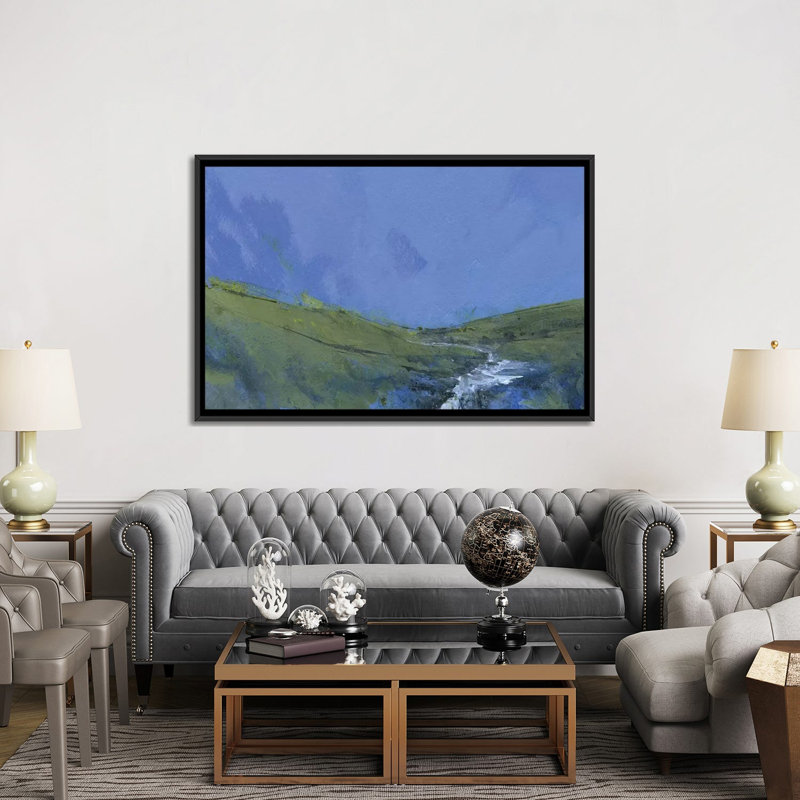 «Afon Claerwen», reproduction sur toile, H 18 po x l 26 po x P 1,5 po, Toile avec cadre noir, Pas de tapis