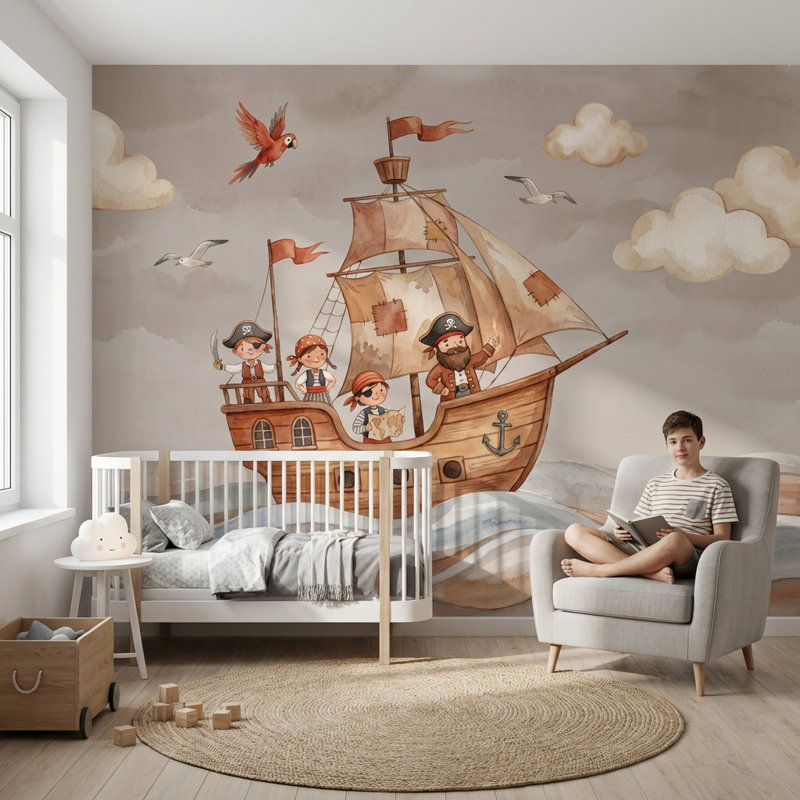 Décoration murale amovible pirate, 100 po x 96 po, Texturé non collé