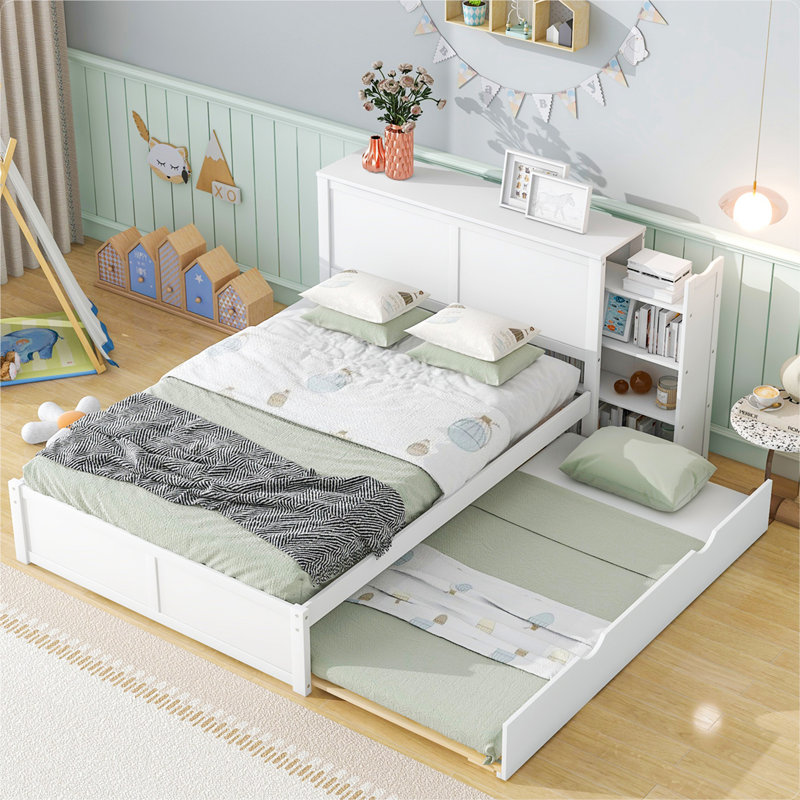 Lit plateforme avec rangement Salix, Double, Blanc