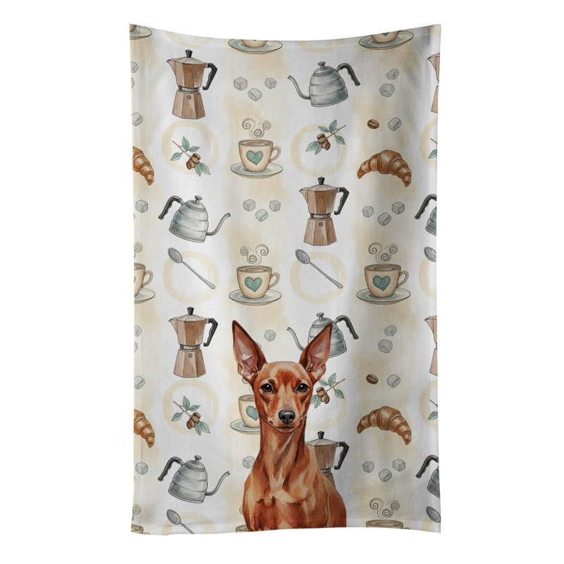 Serviette de cuisine Coffee Bar, Pinscher miniature rouge