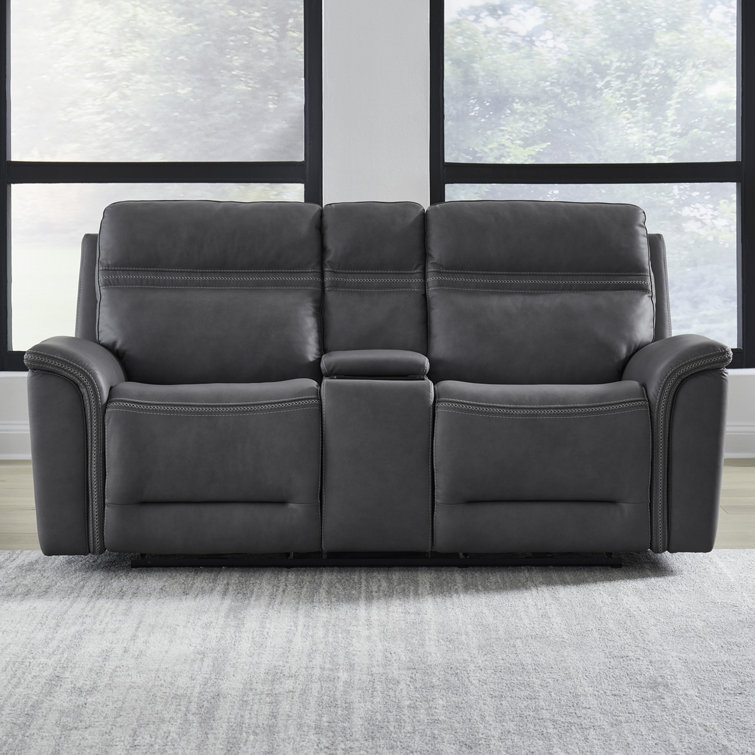 Barlowe Zero Gravity Sofa W/Console - Blue Gray