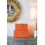 Ensemble de 2 boîtes de rangement décoratives en bois, finition laquée orange avec fermoirs géométriques argentés-473910878