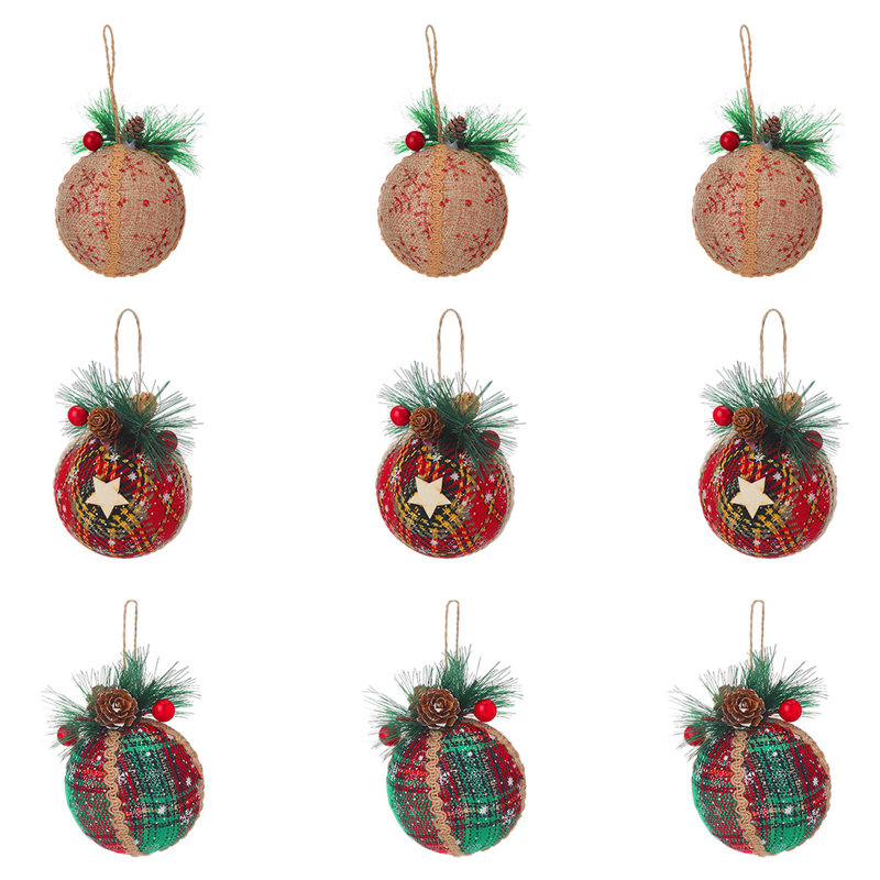 8cm Fabric Trees & Wreaths Ball Ornament