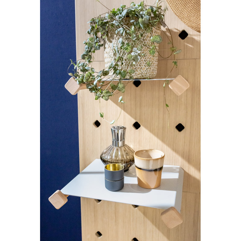 Burnhill White Accent Large Shelf with Adjustable Shelves Pegboard Wall Organizer, White