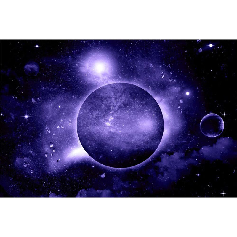 Planet In Outer Space Galaxy Border, 66" L x 96" W, Purple