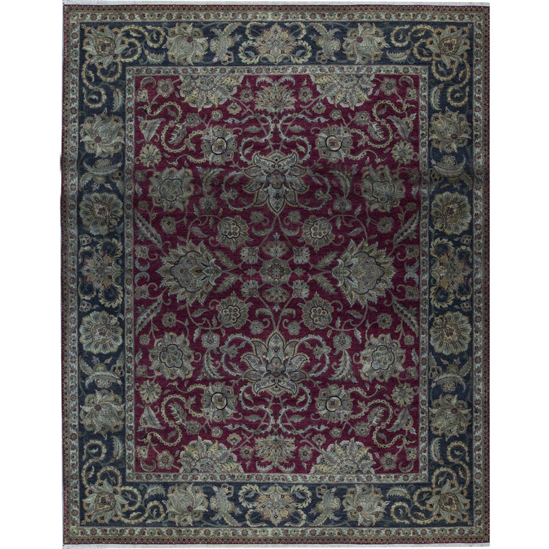 Magnolia Wool Oriental Area Rug in Green/Red