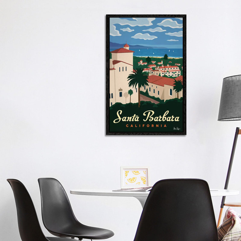 Santa Barbera - Painting on Canvas, Black Framed, 101.6cm H x 66.04cm W x 3.81cm D